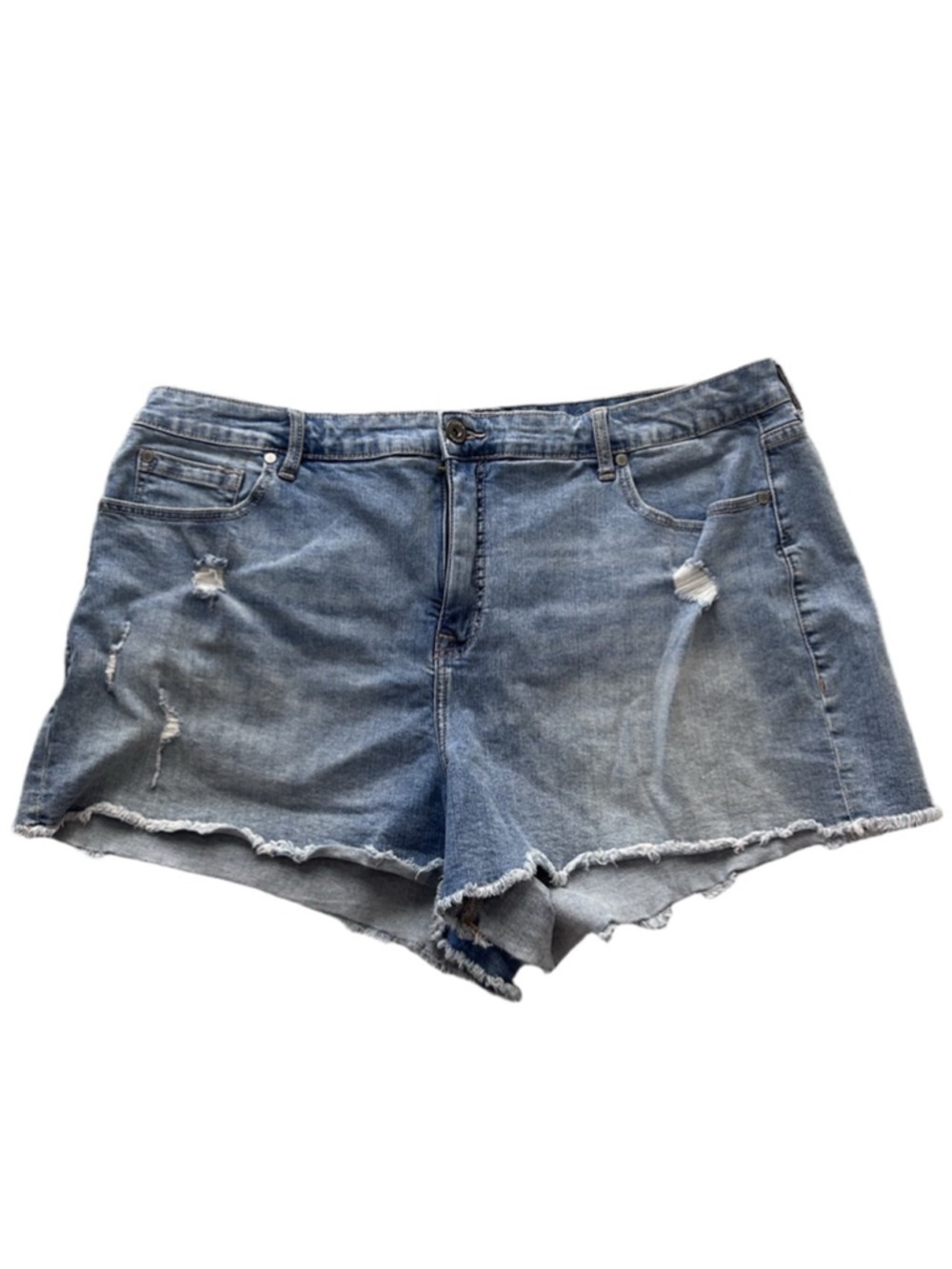 Torrid Distressed Denim Shorts Size 20 Blue Raw Hem Plus Size